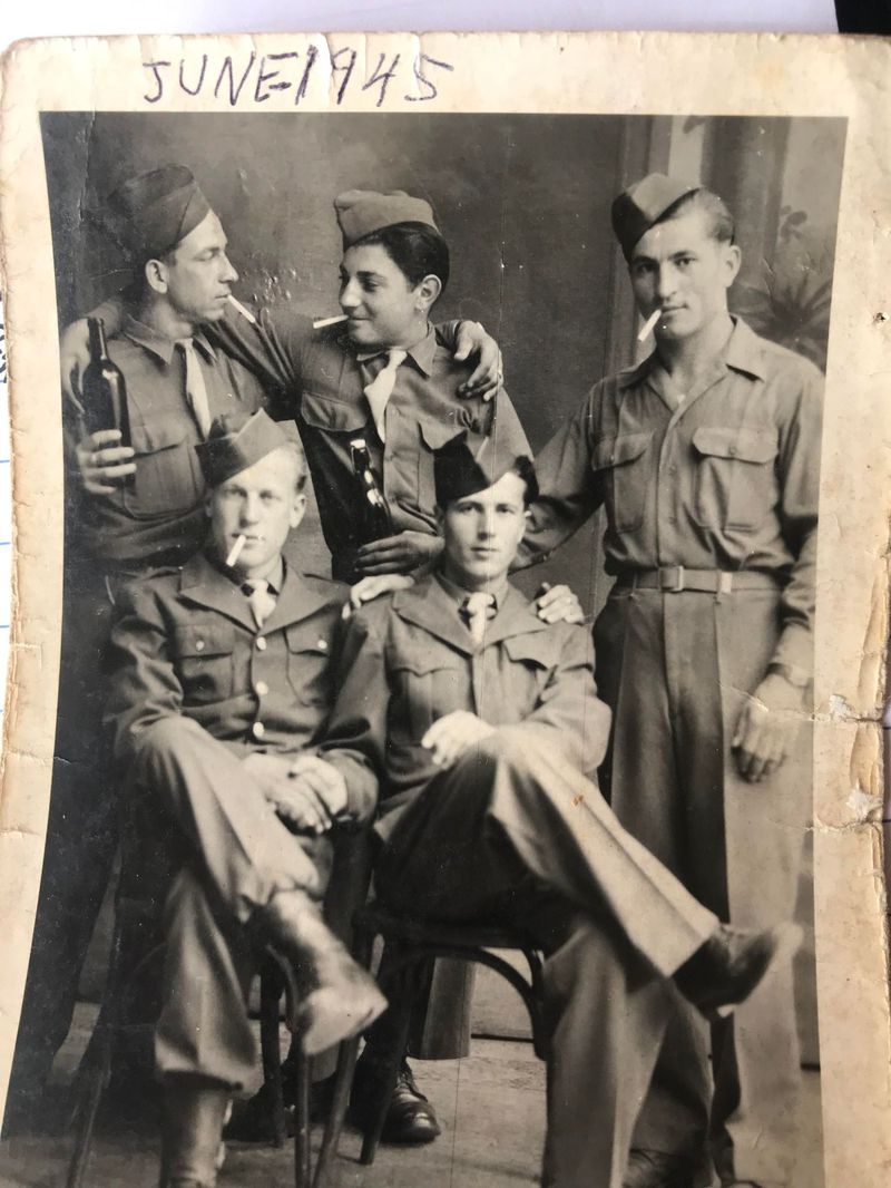 Martin Schmidt, as he was then known, shown in a photo from June 1945, with other soldiers in the U.S. military. He is in the center, top row, looking to his right. (Marty Smith)