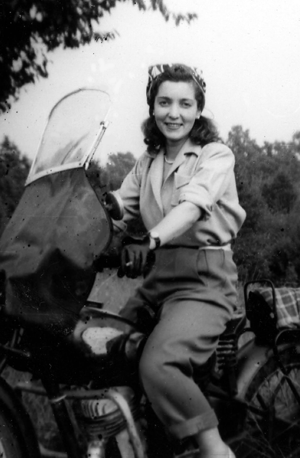 Jackie Smith, shown here in 1950, found a job at a government office after the war. One day, a good looking young man approached her for paperwork for his motorcycle. “She was the most beautiful woman I ever saw in my life,” Marty said. (Jackie Smith)